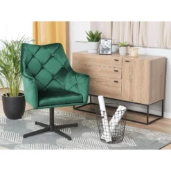 Beliani Fauteuil VAKSALA - Groen Fluweel -Puur Woood Winkel 7397ce0c2a6f4d7abab296bf97b1f3de