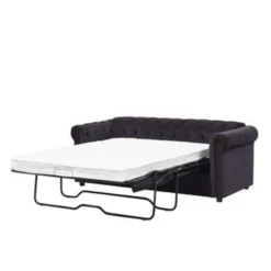 Beliani Driezitsbank - CHESTERFIELD Zwart Fluweel -Puur Woood Winkel 76844ccc48c84467ad6c52eb5e7683f2