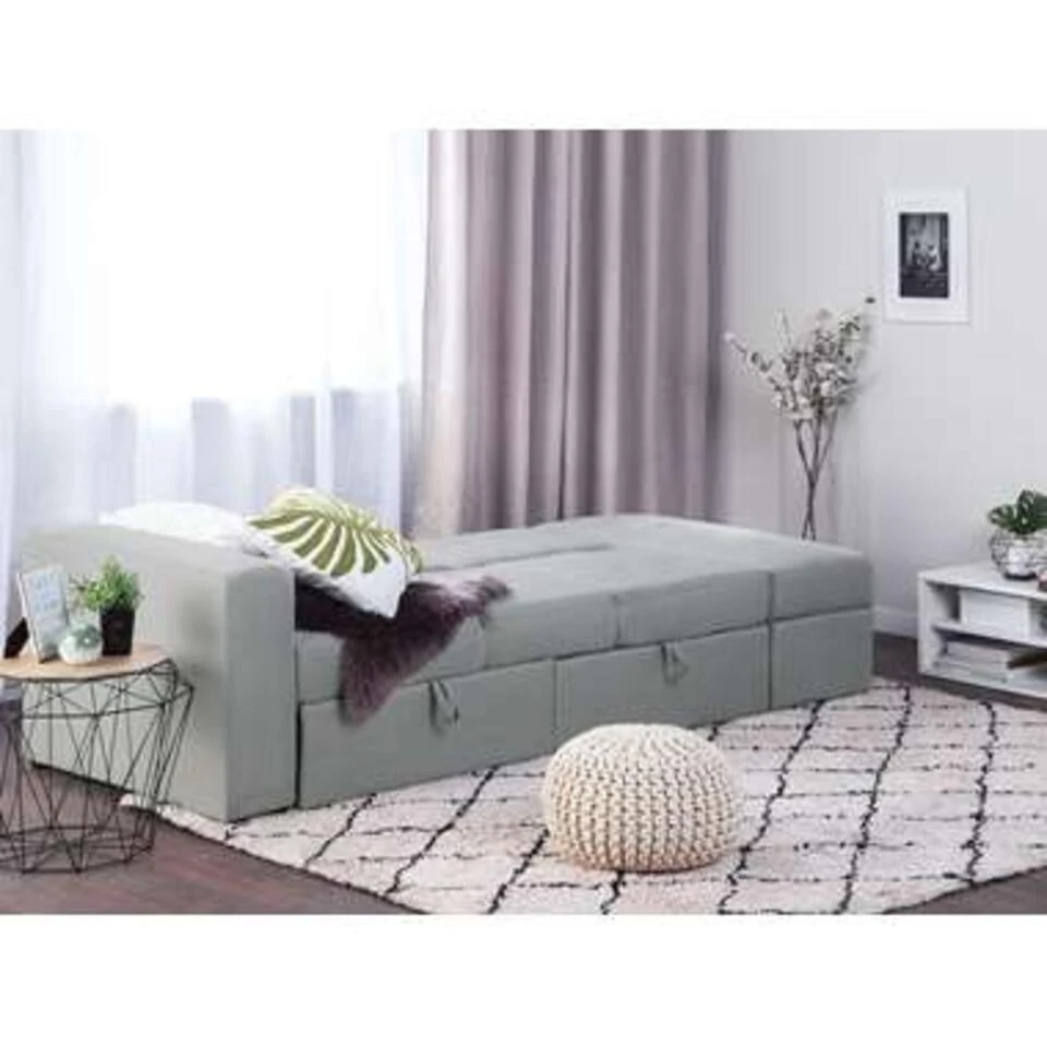 Beliani Driezitsbank - FALSTER Grijs Polyester 3 Beliani Driezitsbank - FALSTER Grijs Polyester - Afbeelding 3