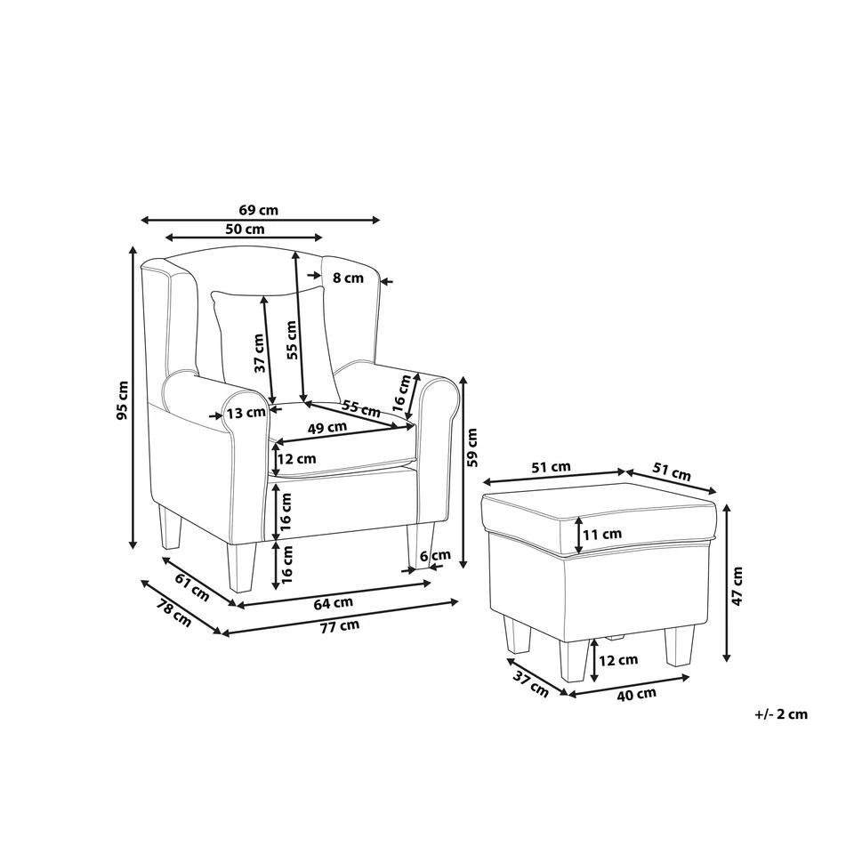 Beliani Fauteuil HAMAR - Beige Katoen, Polyester 3 Beliani Fauteuil HAMAR - Beige Katoen, Polyester - Afbeelding 3