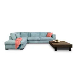 Hoekbank Stuttgart Groot Links - Ribcord - Ijsblauw -Puur Woood Winkel 81004582 0101