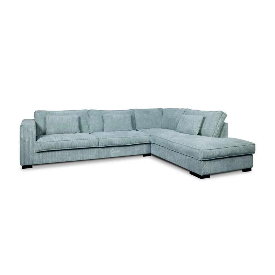 Hoekbank Stuttgart Groot Rechts - Ribcord - Ijsblauw 2 Hoekbank Stuttgart Groot Rechts - Ribcord - Ijsblauw - Afbeelding 2