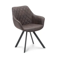 Eetkamerstoel Riley - Stof - Bruin (2 Stuks)