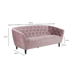 Bank Thyrza 3-zits - Fluweel - Oudroze -Puur Woood Winkel 81017435 6900