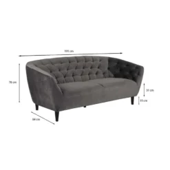 Bank Thyrza 3-zits - Fluweel - Donkergrijs -Puur Woood Winkel 81019460 6900