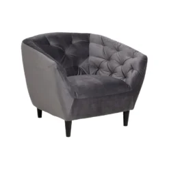 Fauteuil Thyrza - Fluweel - Donkergrijs -Puur Woood Winkel 81020422 0700