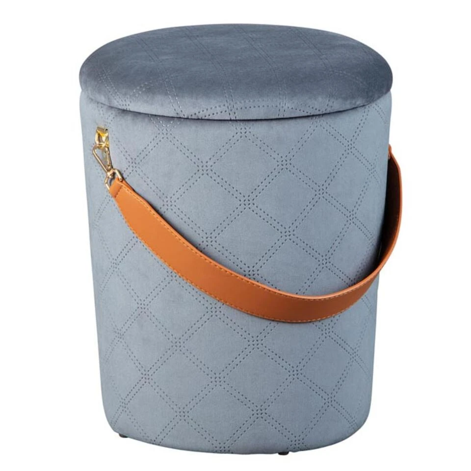 Poef Nevis - Grijs - 38x30x30 Cm 1 Poef Nevis - Grijs - 38x30x30 Cm