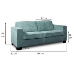 Bank Stuttgart 3-zits - Ribcord - Petrol -Puur Woood Winkel 81023419 9600