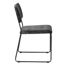 Eetkamerstoel Izeda (2 Stuks) - Velvet - Donkergrijs -Puur Woood Winkel 81023476 0300