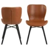 Eetkamerstoel Helgum - Lederlook - Cognac/zwart (2 Stuks)