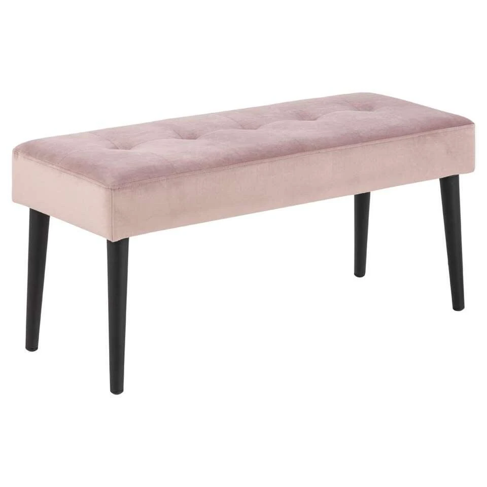 Bankje Gaby - Fluweel - Roze - 45x95x38 Cm 1 Bankje Gaby - Fluweel - Roze - 45x95x38 Cm