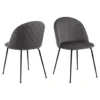 Eetkamerstoel Lenna - Fluweel - Donkergrijs (2 Stuks)