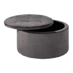 Poef Debussy - Donkergrijs - 35xØ60 Cm