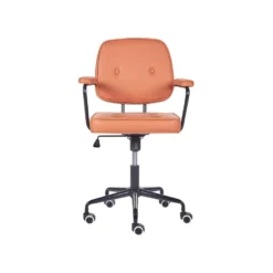 Beliani Bureaustoel PAWNEE - Oranje Kunstleer -Puur Woood Winkel 82b246491a0c424fab9f5f1b8d4002bb