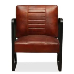 VidaXL Loungestoel Echt Leer Bruin -Puur Woood Winkel 83648b7581ac45849d6a78b277393919