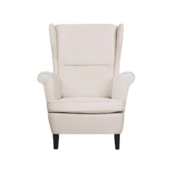Beliani Oorfauteuil ABSON - Beige Polyester -Puur Woood Winkel 84695a039fcb4624bc55cf1d271604a2
