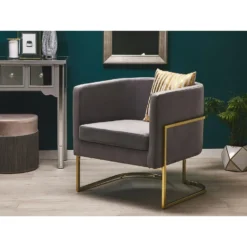 Beliani Fauteuil SIRKKA - Grijs Fluweel -Puur Woood Winkel 84bcffb7ffea4b70934ed20b9cf6ef74