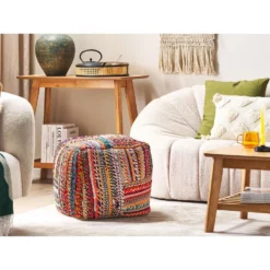 Beliani Poef MEKHTAR - Multicolor Katoen -Puur Woood Winkel 865b68a2949f42ce8a3fec50238f2cde