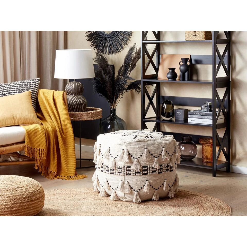 Beliani Poef THONDI - Beige Katoen 2 Beliani Poef THONDI - Beige Katoen - Afbeelding 2