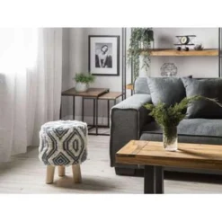 Beliani Hocker AGRA - Wit Wol, Katoen -Puur Woood Winkel 8b5f8500068448cfacedd6488fd6537a