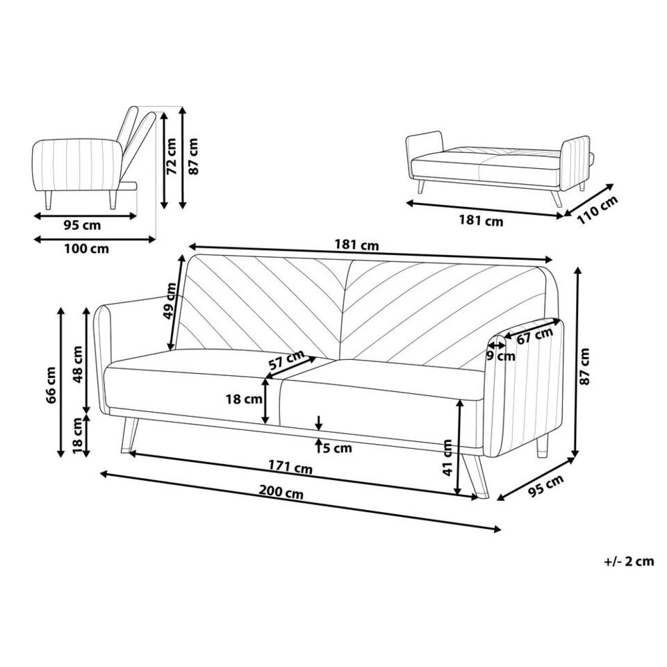 Beliani Driezitsbank - SENJA Oranje Fluweel 4 Beliani Driezitsbank - SENJA Oranje Fluweel - Afbeelding 4