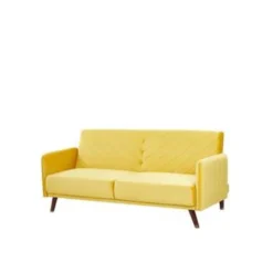 Beliani Driezitsbank - SENJA Geel Fluweel -Puur Woood Winkel 8e1fbbd3134f46e38171f094d2039691