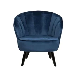 Beliani Fauteuil DALA - Blauw Fluweel -Puur Woood Winkel 91629333112640279804a76f77f5f80b