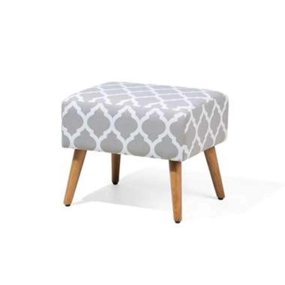 Beliani Hocker MANTEO - Grijs Katoen 3 Beliani Hocker MANTEO - Grijs Katoen - Afbeelding 3