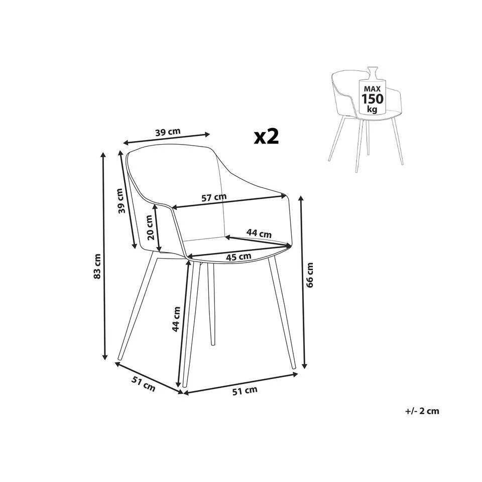 Beliani Eetkamerstoel FONDA - Wit Synthetisch Materiaal 3 Beliani Eetkamerstoel FONDA - Wit Synthetisch Materiaal - Afbeelding 3