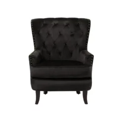 Beliani Fauteuil VIBORG - Zwart Fluweel -Puur Woood Winkel 96bbf422216f4692a521c8300611f37e