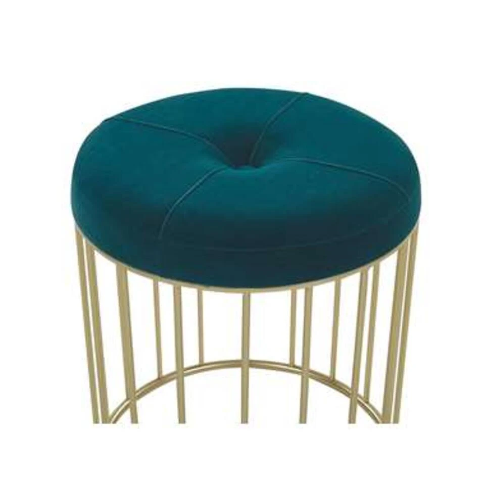 Beliani Hocker LUBBOCK - Blauw Fluweel 2 Beliani Hocker LUBBOCK - Blauw Fluweel - Afbeelding 2