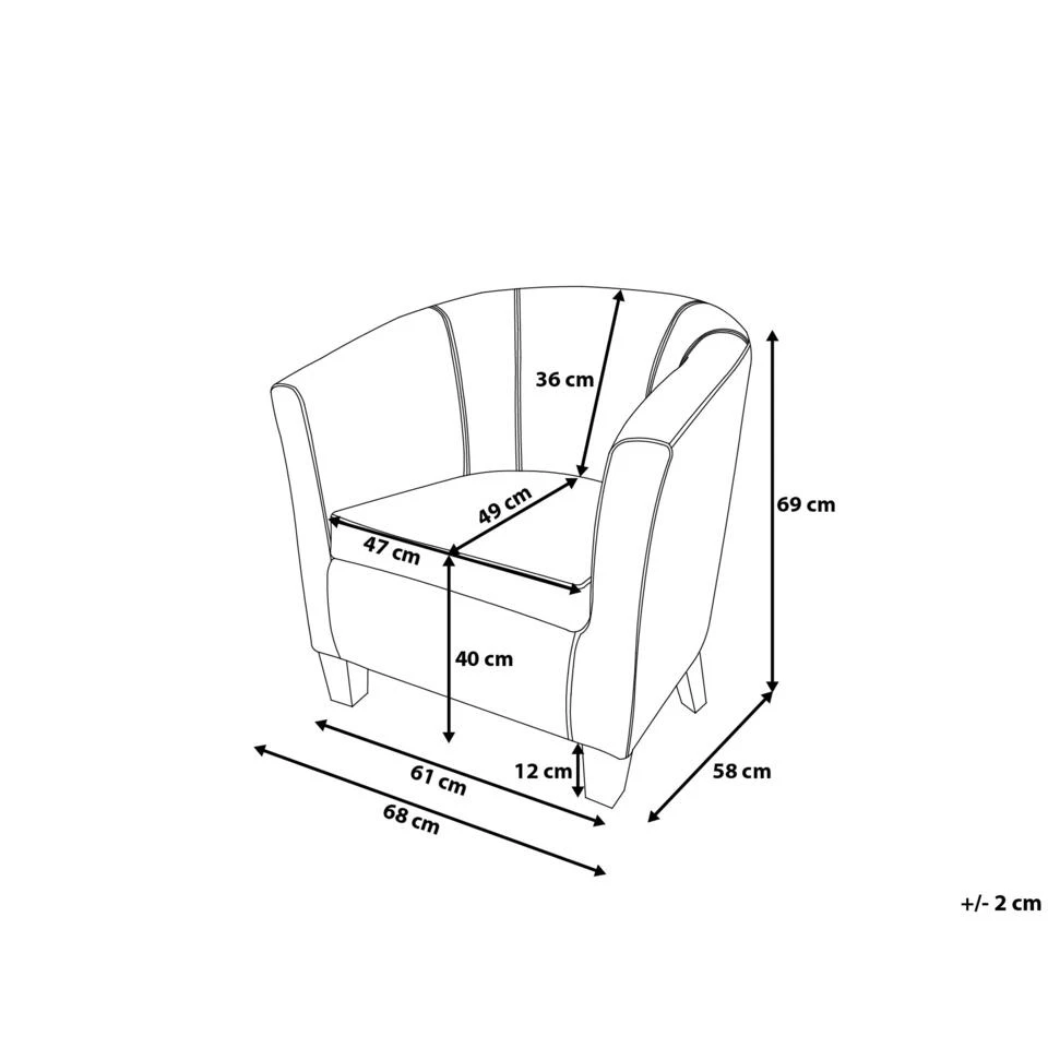 Beliani Fauteuil BORWICK - Bruin Kunstleer 3 Beliani Fauteuil BORWICK - Bruin Kunstleer - Afbeelding 3