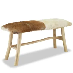 VidaXL Bankje Echt Leer Teakhout -Puur Woood Winkel 9db3ea99c1a94da99fb7ef039a61e850