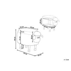 Beliani Dierenhocker SHEEP - Wit Polyester -Puur Woood Winkel 9f281919b2d94848a0b8a778aebfca45