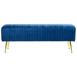 Beliani Hocker PATERSON - Blauw Fluweel -Puur Woood Winkel a07b8217855845b8a302abdb2a0d3048