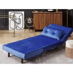 Beliani Eenpersoonsbank - VESTFOLD Blauw Fluweel -Puur Woood Winkel a220dc210f104287a00111b29d8a5bb1