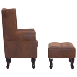 VidaXL Fauteuil En Voetenbank Chesterfield-stijl Kunstsuède Bruin -Puur Woood Winkel a2879054251d4744b17e532ce32deb87