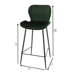 Industriële Velvet Barkruk Shawn Groen - Zithoogte 67 Cm - Stof - Groen -Puur Woood Winkel a41ad412781c4246aa685c8a2ebccd77