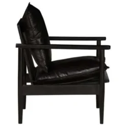 VidaXL Fauteuil Echt Leer Met Acaciahout Zwart -Puur Woood Winkel a463eab752cd4076a4908fc0af022192