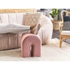 Beliani Poef MODOC - Roze Fluweel -Puur Woood Winkel a63c74d8ecfa454991e451f34c180e26