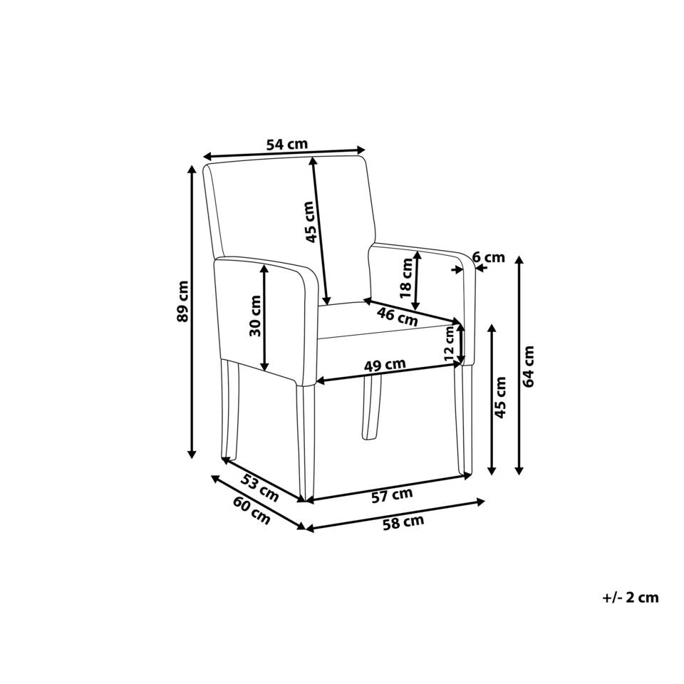 Beliani Eetkamerstoel ROCKEFELLER - Zwart Polyester 2 Beliani Eetkamerstoel ROCKEFELLER - Zwart Polyester - Afbeelding 2