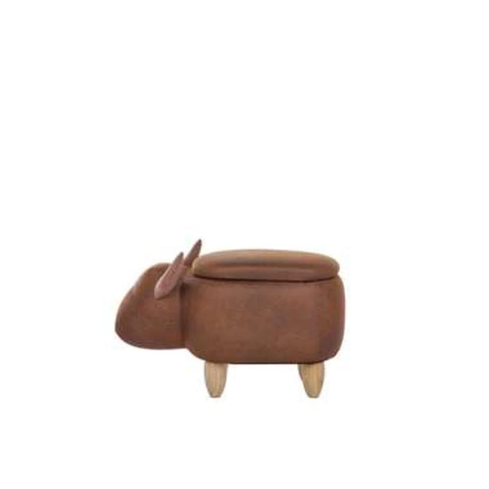 Beliani Dierenhocker COW - Bruin Kunstleer 4 Beliani Dierenhocker COW - Bruin Kunstleer - Afbeelding 4