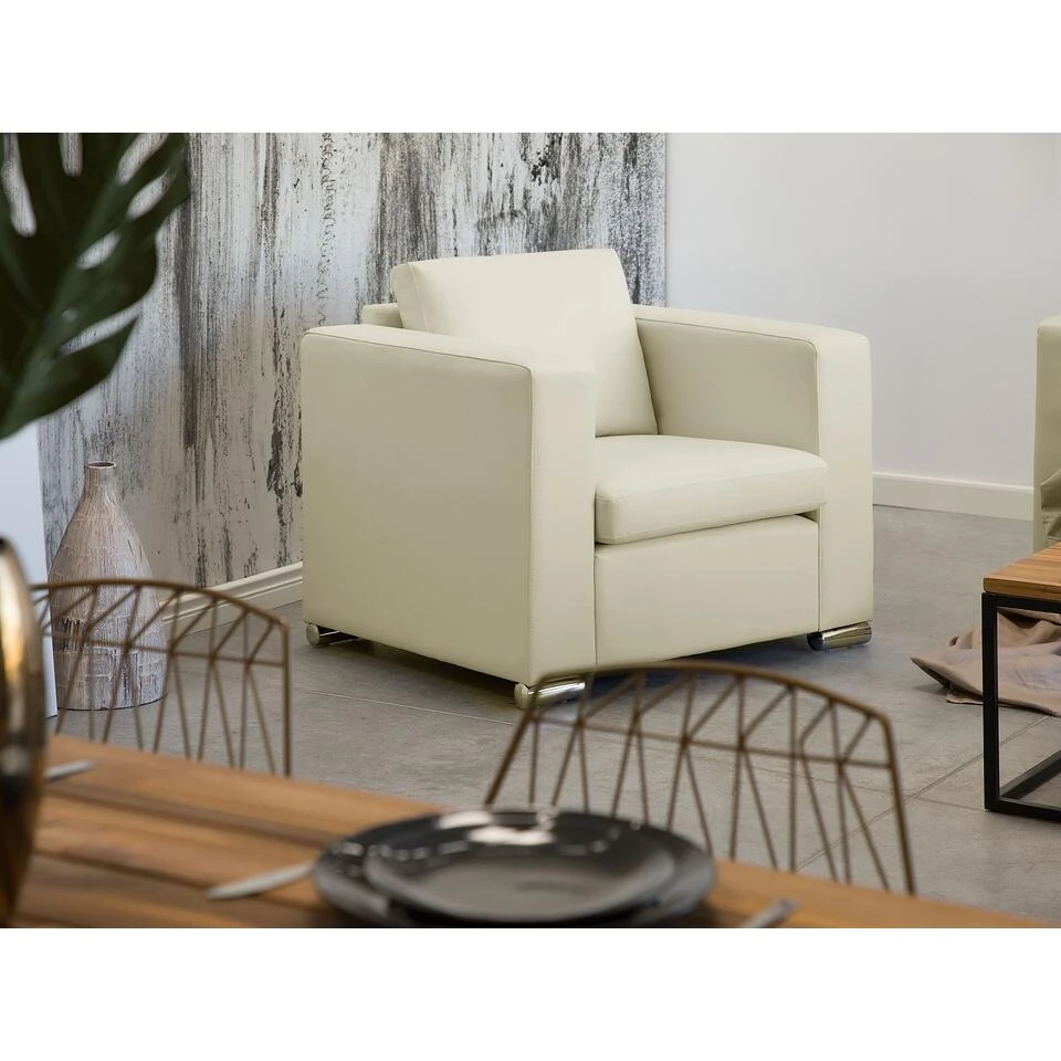 Beliani Fauteuil HELSINKI - Beige Leer 2 Beliani Fauteuil HELSINKI - Beige Leer - Afbeelding 2