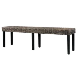 VidaXL Bankje 160 Cm Natuurlijk Kubu Rattan En Massief Mangohout Zwart -Puur Woood Winkel af98d8c573b74eea9056cde2c22e6a63