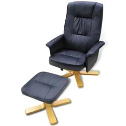 VidaXL Fauteuil Met Voetenbankje Kunstleer Zwart -Puur Woood Winkel b04c8bc1b9e54529ade4a1ea0c3aa340