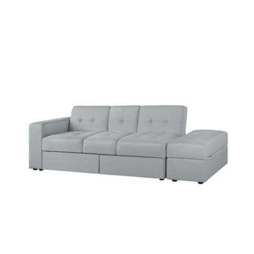 Beliani Driezitsbank - FALSTER Grijs Polyester 4 Beliani Driezitsbank - FALSTER Grijs Polyester - Afbeelding 4