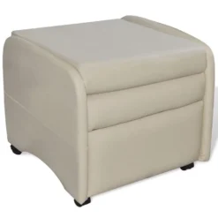 VidaXL Fauteuil Inklapbaar Kunstleer Crème -Puur Woood Winkel b389aa13d4a8403195f51737325a60fa