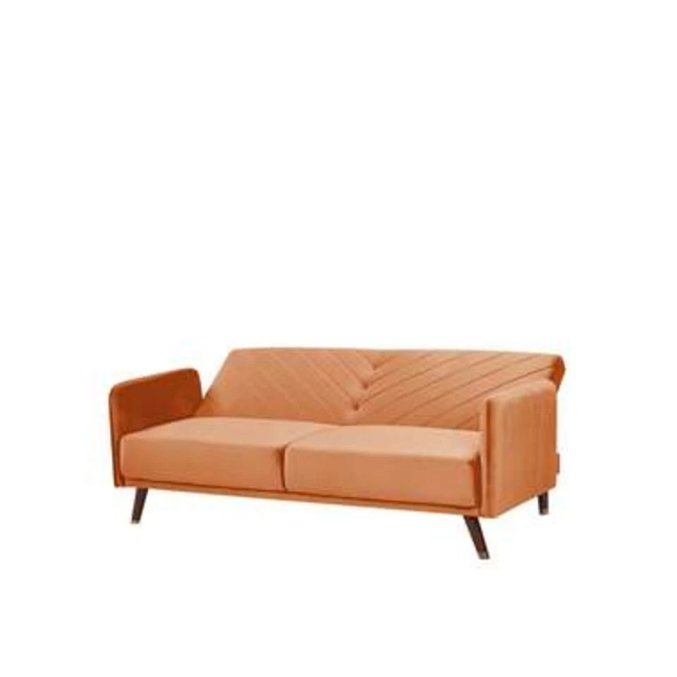 Beliani Driezitsbank - SENJA Oranje Fluweel 3 Beliani Driezitsbank - SENJA Oranje Fluweel - Afbeelding 3