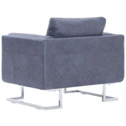 VidaXL Fauteuil Kubus Kunstsuède Grijs -Puur Woood Winkel bae6328229f04d1ab88b57e96fdb6949