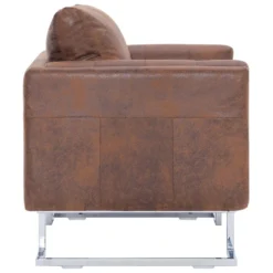 VidaXL Fauteuil Kubus Kunstsuède Bruin -Puur Woood Winkel c00f837086fb49d7a94649e03d1c4756